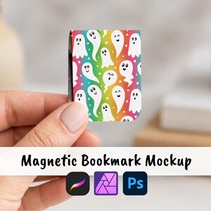 Magnetic Bookmark Mockup | Hand Holding Bookmark | Printify Printful POD Mockup | Square Bookmark | Procreate Photoshop Affinity Photo Mocku