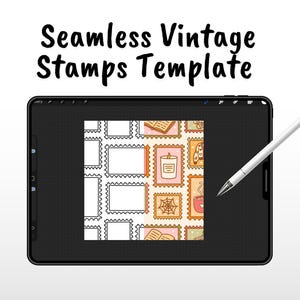 Vintage Postage Stamp Seamless Pattern Template | PNG Pattern Layout | Editable Digital Paper Template | Surface Pattern Design