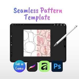 Seamless Pattern Template | Repeat Pattern Guide for Designers | Digital Pattern Layout Template | Placement Guide for Procreate