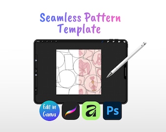 Plantilla de patrón sin costuras / Guía de patrones repetitivos para diseñadores / Plantilla de diseño de patrones digitales / Guía de colocación para Procreate