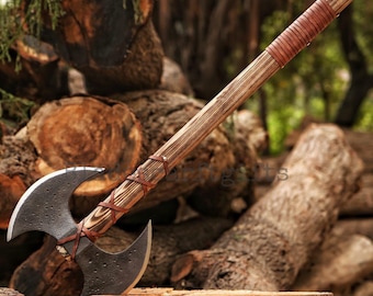 custom handmade carbon steel double headed Viking axe , Personalised gift, handmade axe, Halloween gifts best Christmas Gift