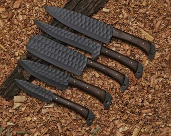 Handmade Damascus Steel Chef Knife Set with Leather Sheath , Christmas gifts, wedding & birthday gift, Unique present for mom and Dad