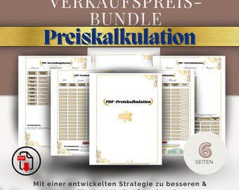 Price Calculation Template PDF (German) | Calculate Selling Price & Profit Margin | Purchase Price/Sales Calculation for Self-Employed Individuals | Business Planner A4