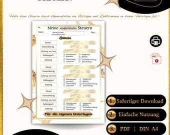 Tax Payment Deadlines Overview | PDF Template | DIN A4 | Tax Tracker | Tax Planner | Deadlines | Digital Download