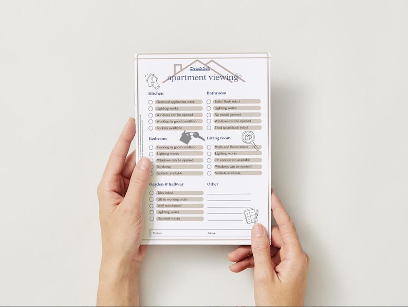 Apartment Viewing Checklist | PDF Template | A4 | Beige Design | Rental ...