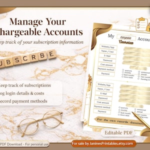 Subscription Tracker Printable – Recurring Payments & Bill Organizer PDF, Expense Tracker, Budget Planner Insert A4, Account Log
