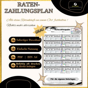 Installment plan in German - Installment tracker printable PDF template