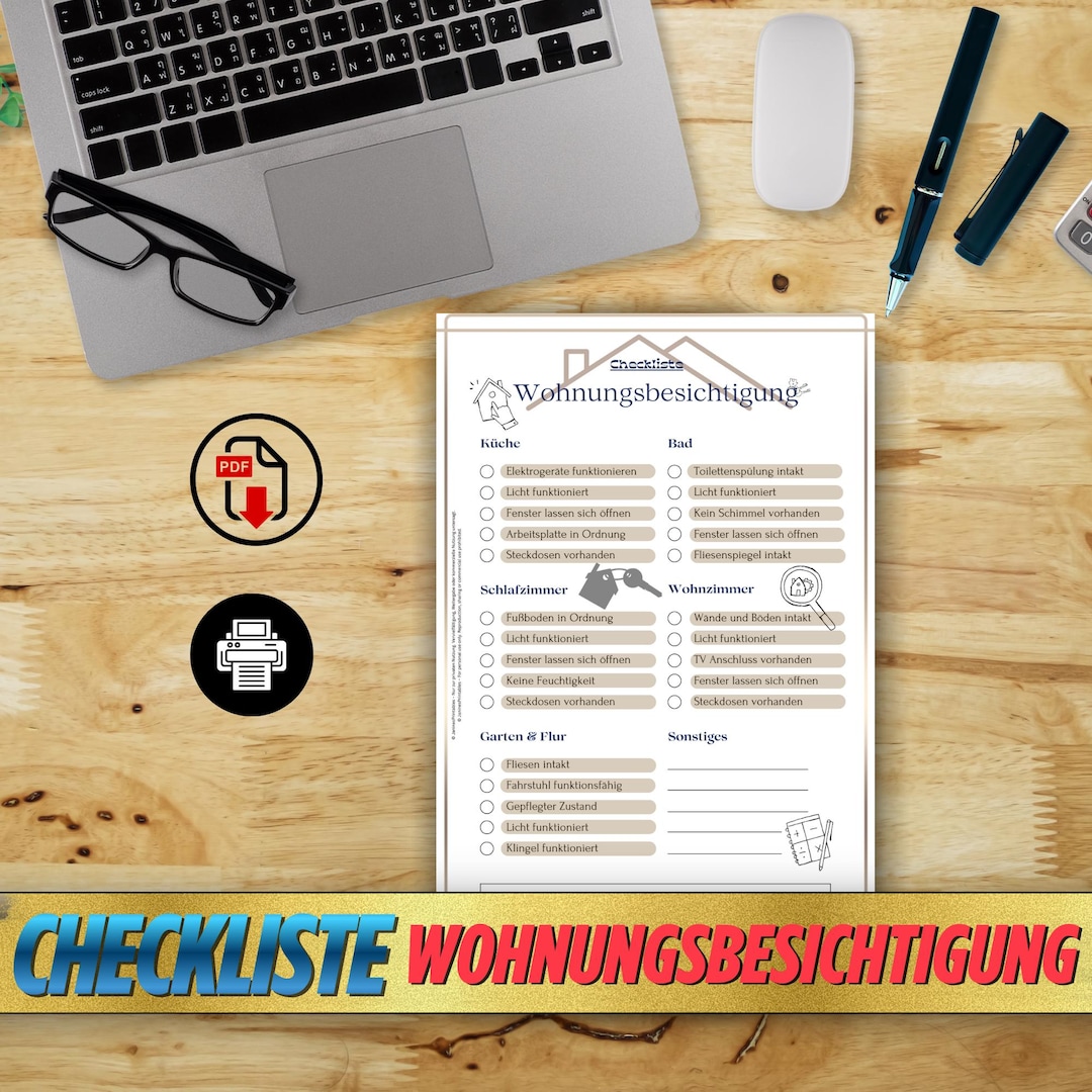 Apartment Viewing Checklist | PDF Template DIN A4 | Evaluate Apartment ...