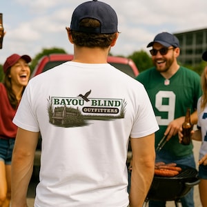 Duck Hunting Shirt, Bayou Blind Outfitters Outdoorsman Softstyle T-Shirt, Waterfowl Gift ideas for Him, Duck hunting shirt for Men Women