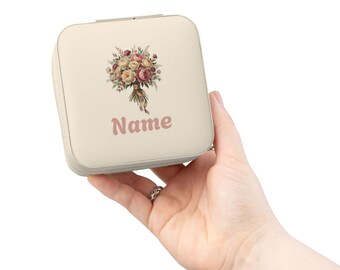 Vintage Bouquet Personalized Jewelry Travel Case | Compact Jewelry Box