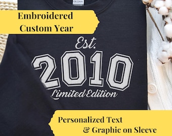 Sudadera bordada personalizada para niña de 16 años, camiseta personalizada para dulces dieciséis, regalos de 16 años para hija de 16 años.