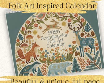 2026 Scandinavian Hygge Wall Calendar| 12-Month Nordic Folk Art Home & Office Decor or Gift