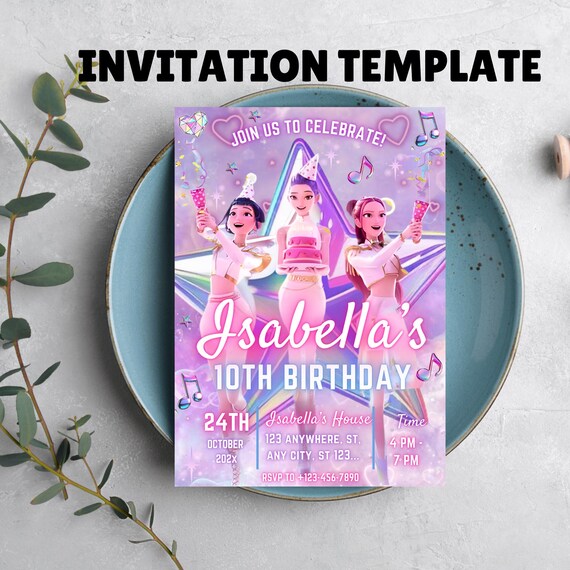 Editable KPOP Demon Hunters Invitation| KPOP Invitation| KPOP Birthday Invitation| Demon Hunter Invitation| Canva Template