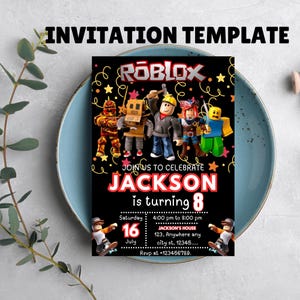 Roblox Birthday Invitation Template: Game Party, Editable Canva Design (5x7&quot; Printable, Digital Download)