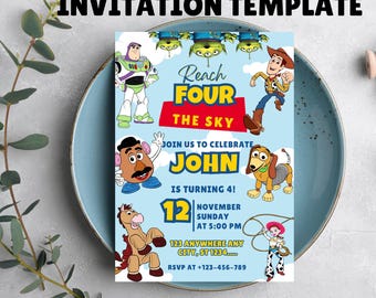 Toy Story Birthday Invitation: Editable Fourth Birthday Party (Digital)