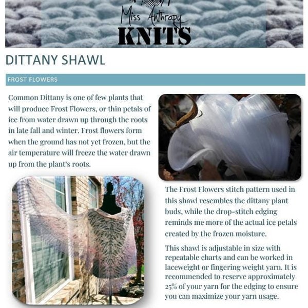 PDF Pattern: Dittany Shawl - knitted shawl pattern