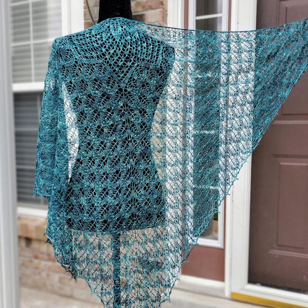 Queen of the Enchanted Forest - hand knit lace shawl large triangular heirloom focal piece