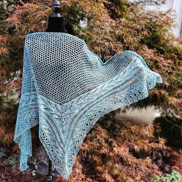 Sevillano - hand knit lace shawl large triangular heirloom focal piece