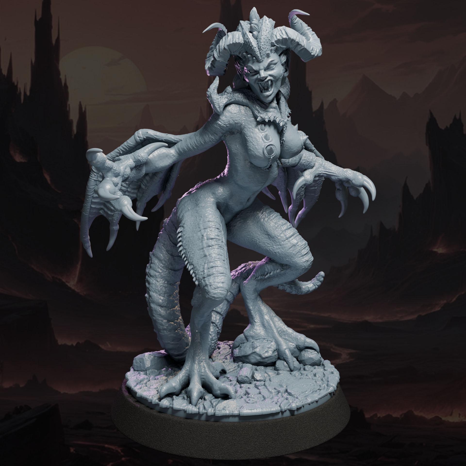 Velnidra the Demon Harpy Miniature | Corrupted Heralds | by Black Bird ...