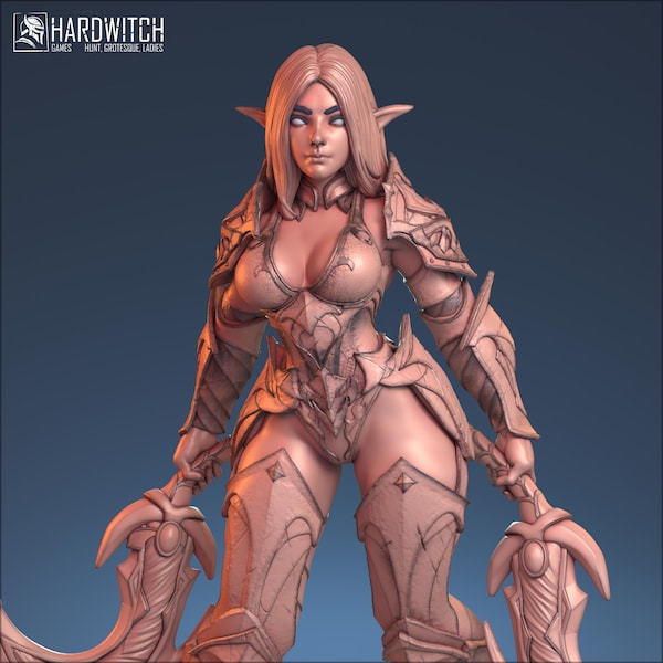 Elf Female Assassin Miniature | 32mm-75mm | by Hardwitch Games