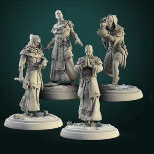 Conjunto de 4 miniaturas de cultistas / El Culto / de White Werewolf Tavern