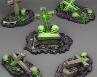 Griezelige begraafplaatsen: miniatuurterrein van 28 mm