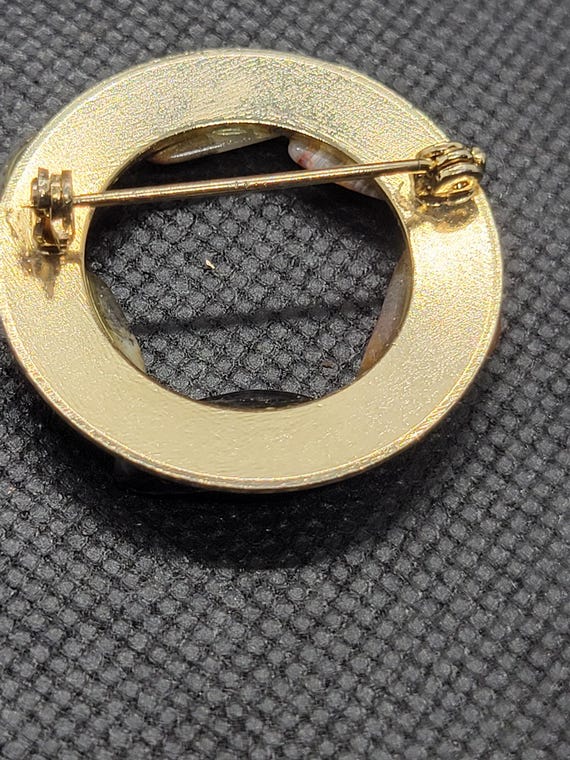 circle enamel stone brooch - image 5