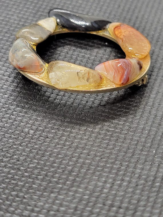 circle enamel stone brooch - image 4