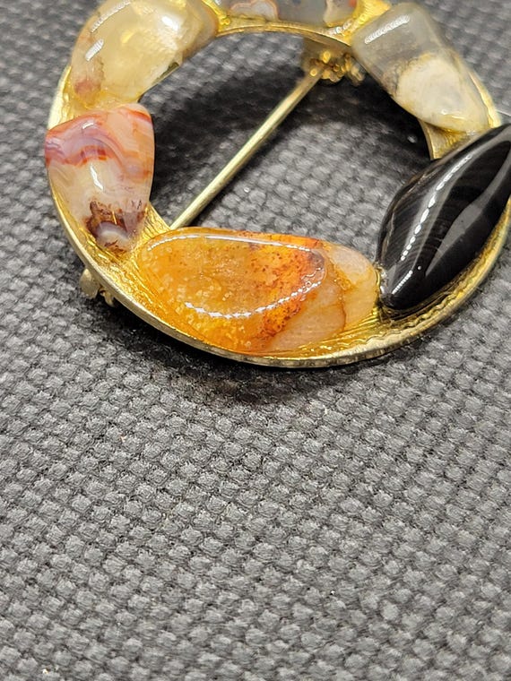 circle enamel stone brooch - image 3