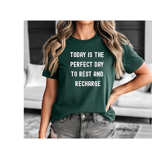 Rest, Recharge Graphic Tee: Motivational Mental Health Shirt