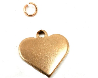 Herz mit Gravuroption Edelstahl,15x15mm  rosé Gold Stamping Tag, Gravur, für Charm oder Anhänger für Bettelarmband