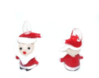 Glasperle,  2 Stück  Santa Claus,  Nikolaus , Perle , Glas  Lampwork -Anhänger, Weihnachtsmann, Weihnachten,  dekoration ,  Glasperlen,