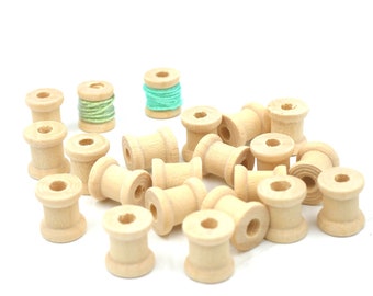 Miniatur Holzspulen, natur Holz Spule, 14x12mm  Holzbobbins, für Basteln, Holzperlen, Holzwalze auch ideal für Schmuckfertigung