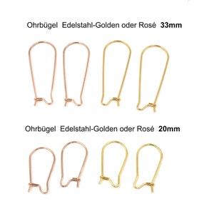 XXL Edelstahl 3 Paar Ohrhaken,Ohrbügel , elegant ,golden Rosegold , Auswahl 33mm oder 20mm länge , in 2 verschiedenen größen Bild 1