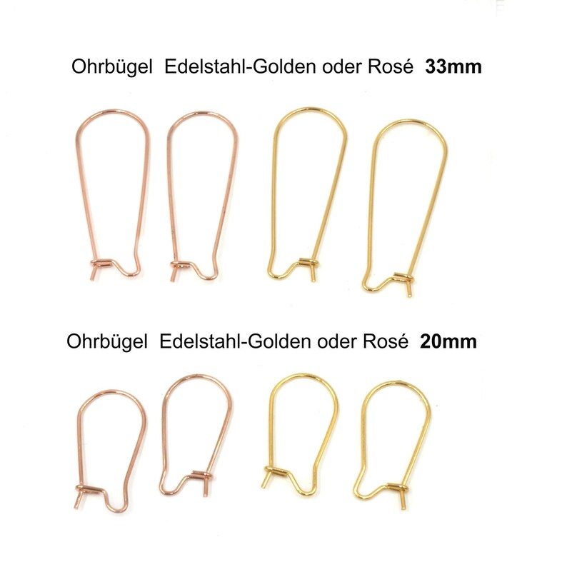 XXL Edelstahl 3 Paar Ohrhaken,Ohrbügel , elegant ,golden Rosegold , Auswahl 33mm oder 20mm länge , in 2 verschiedenen größen Bild 1