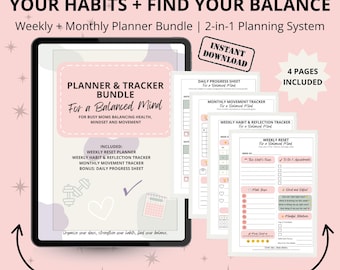 Planificador imprimible para mamás ocupadas: semanal, mensual y registro de hábitos (PDF)