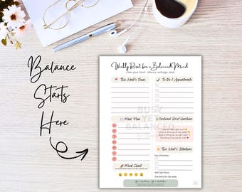 Weekly Reset Checklist for Busy Moms | Balanced Mind, Minimalist Design (PDF Download)
