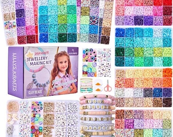DIY beads starter kit, Best Gift for kids, best Christmas gift, bracelet making supplies to make jewellery, clay beads jewellery making set