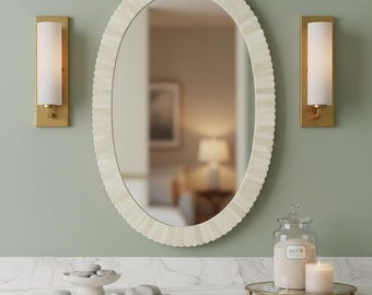 Oval Bone Inlay Mirror | Handcrafted Wall Mirror | Bohemian Home Décor