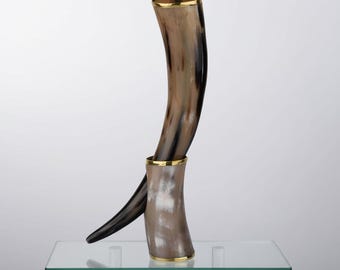 Handcrafted Drinking Horn & Stand – Viking Drinking Tankard – Rustic Cup Decor