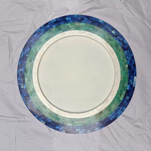 Coastal Round Bone Inlay Mirror | Navy Turquoise Gradient | Handcrafted Wall Art image 7