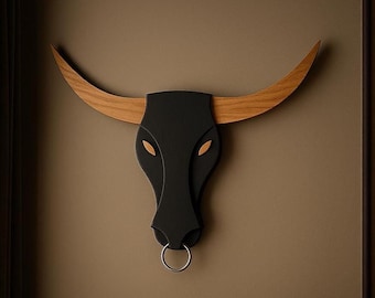 Rustic Wooden Bull Head Wall Art: Farmhouse Western Decor (20x15 Inch)