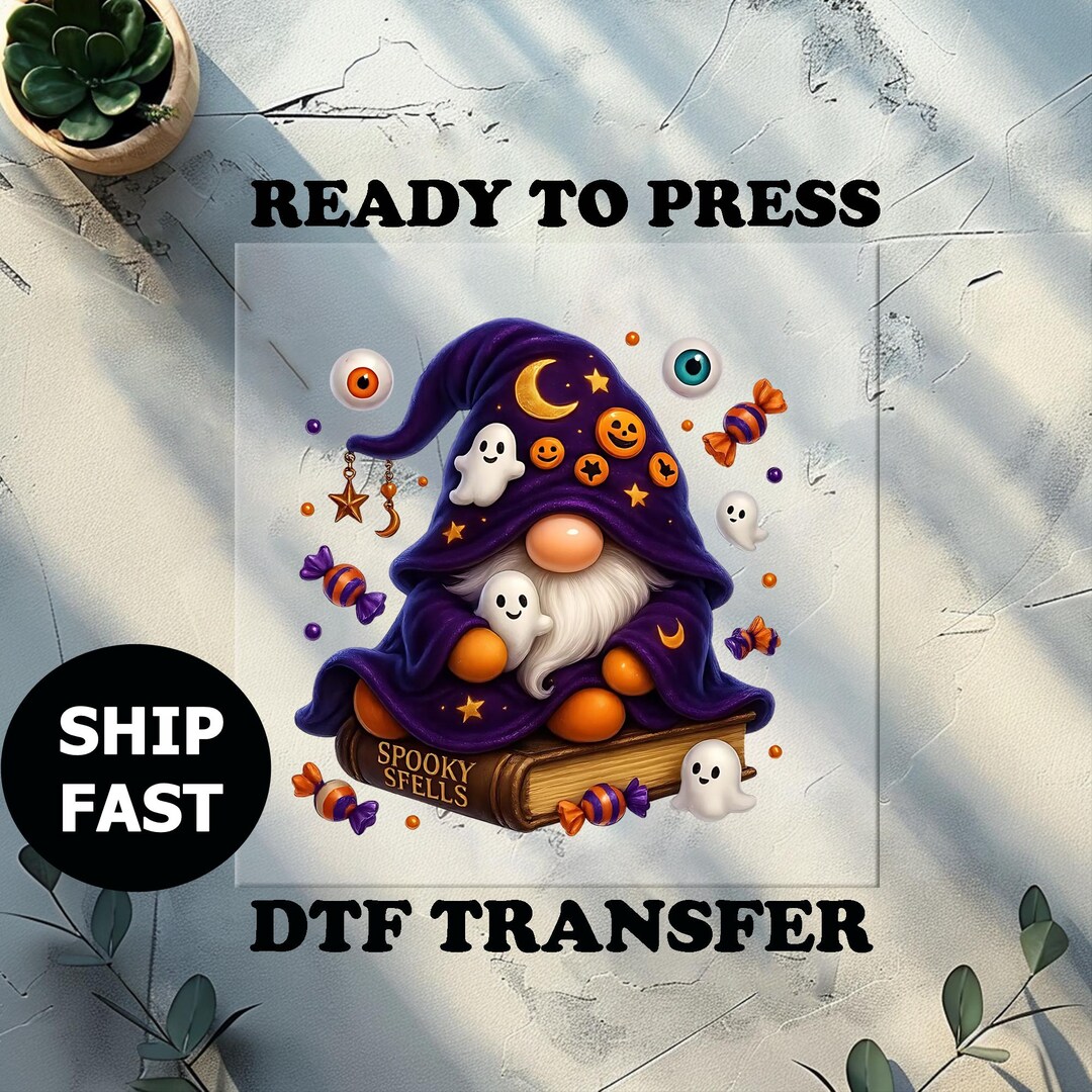 Ghost Gnome Halloween DTF Transfer: Ready to Press Design - Etsy
