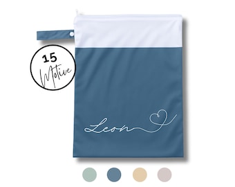 Personalized wet bag / Waterproof wet bag for daycare, spare clothes, dirty laundry or swimwear / Gift for birth, birthday, or starting daycare