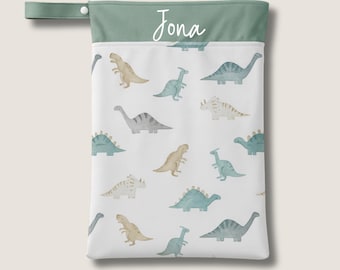 Personalized Dino wet bag Wetbag Kita waterproof for changing clothes ideal as a gift for birth Birthday Water-repellent with name