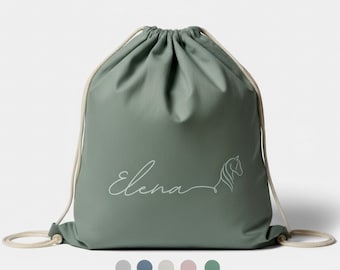 Personalized gym bag with name & horse – in one-line style