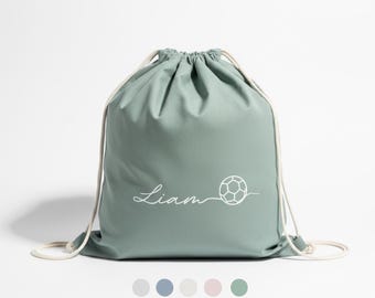 Personalized gym bag with name & football – in one-line style