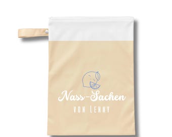 Personalized wet bag / Waterproof wet bag for daycare, spare clothes, dirty laundry or swimwear / Gift for birth, birthday, or starting daycare