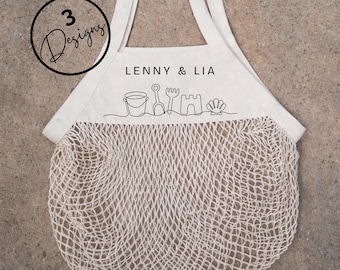 Personalized children's sand toy bag | Sand toy bag | Beach mesh bag | Kindergarten bag with name | Sandpit gift