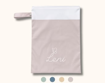 Personalized Butterfly Wet Bag with Name | Water-Repellent Wet Bag for Daycare, Swimming & Travel | Diaper Bag, Wet Bag for Baby and Child